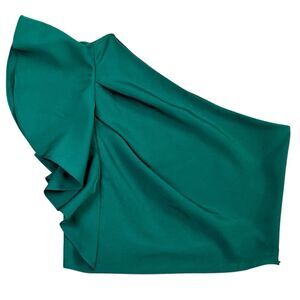 Glam Women’s Off The Shoulder Asymmetrical Ruching Cropped Sleeveless Top Medium